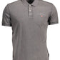 Gray Cotton Men Polo Shirt