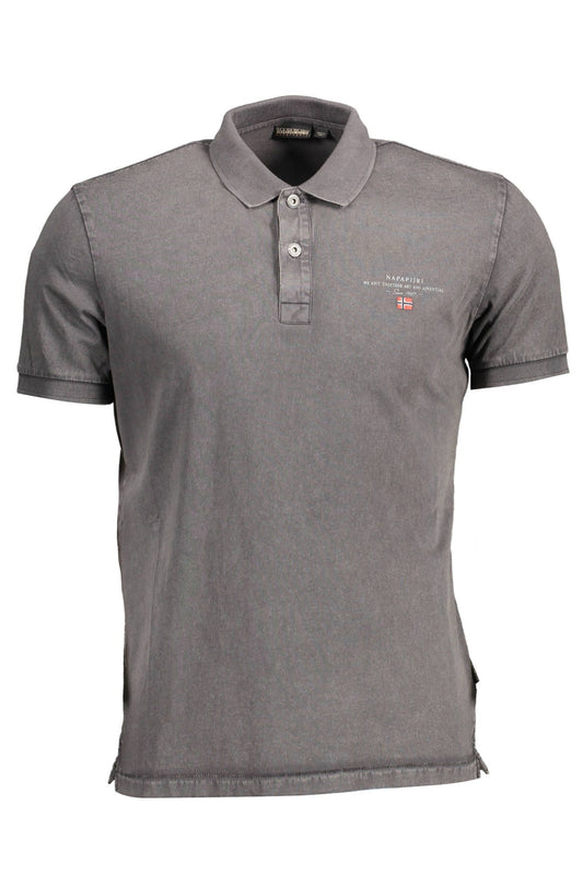 Gray Cotton Men Polo Shirt
