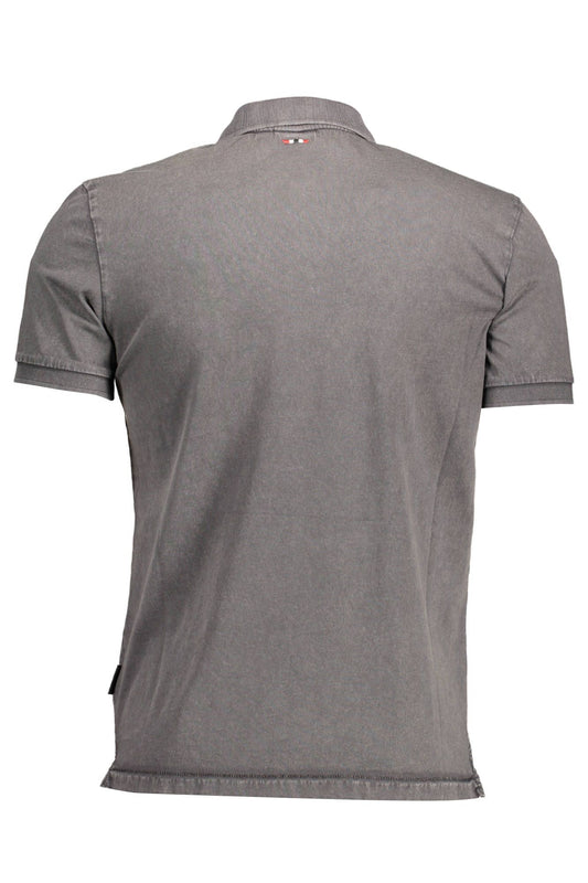 Gray Cotton Men Polo Shirt