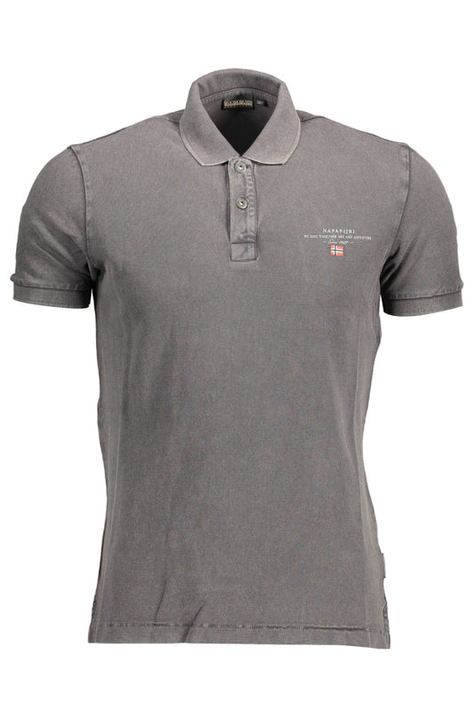 "Gray Cotton Men Polo Shirt"