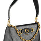 Black Polyurethane Women Handbag