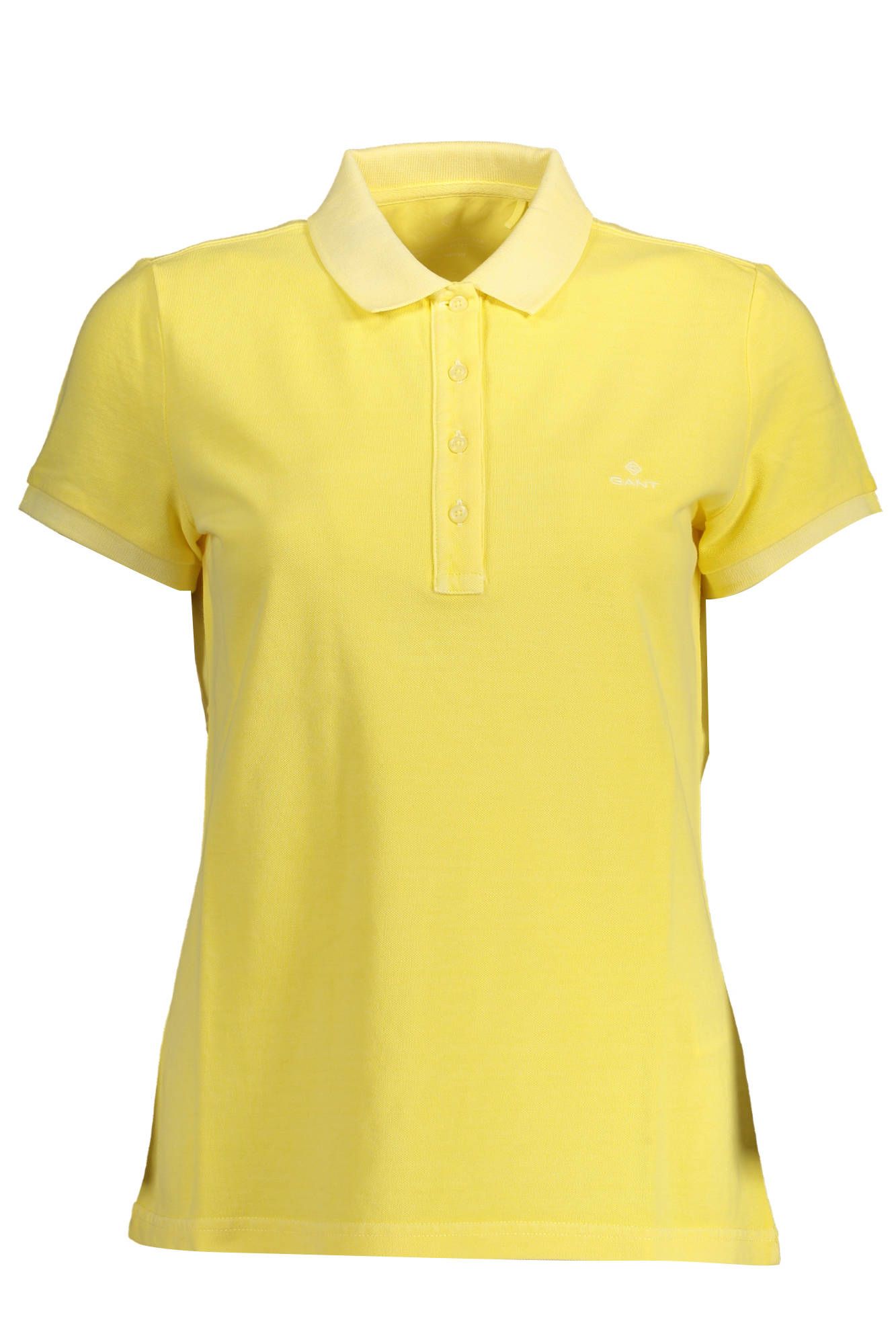 Yellow Cotton Women Polo Shirt