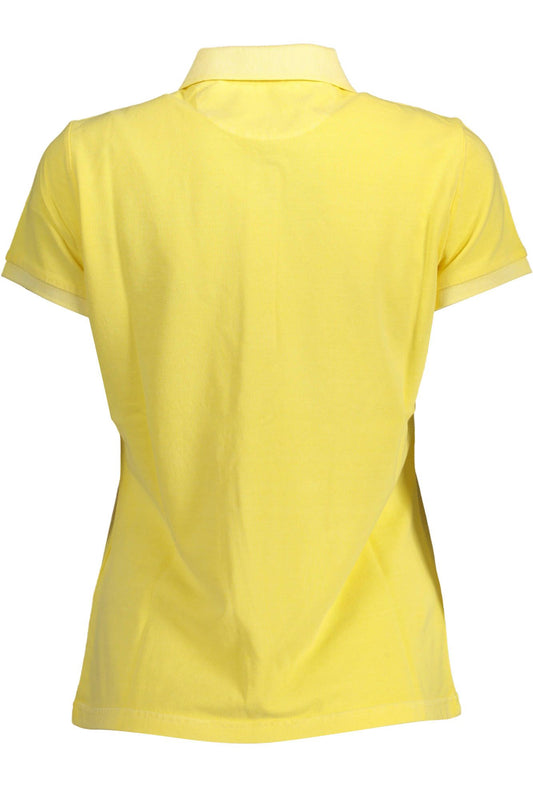 Yellow Cotton Women Polo Shirt