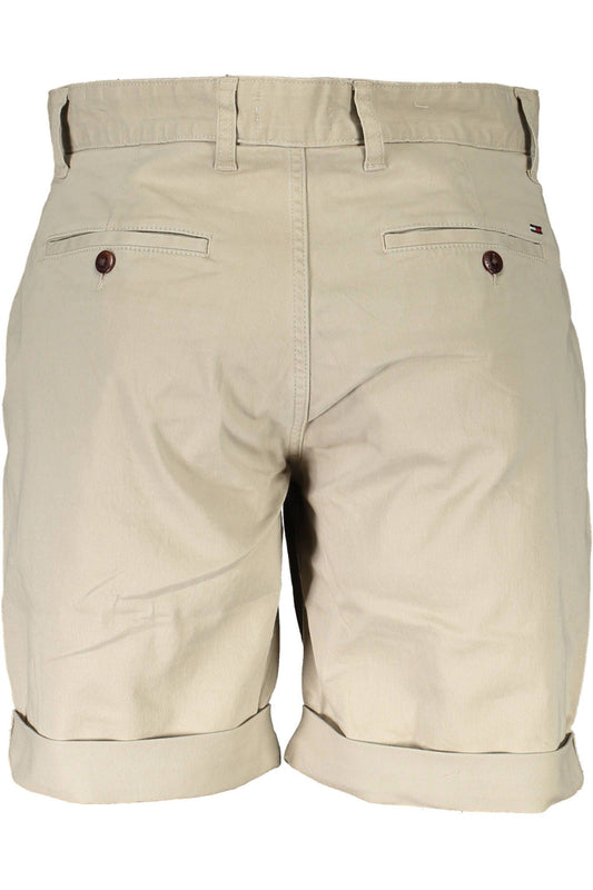 Beige Cotton Men Bermuda Jean