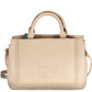 Beige Polyurethane Women Handbag