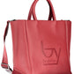 Red Polyurethane Women Handbag