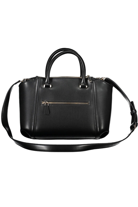 Black Polyurethane Women Handbag