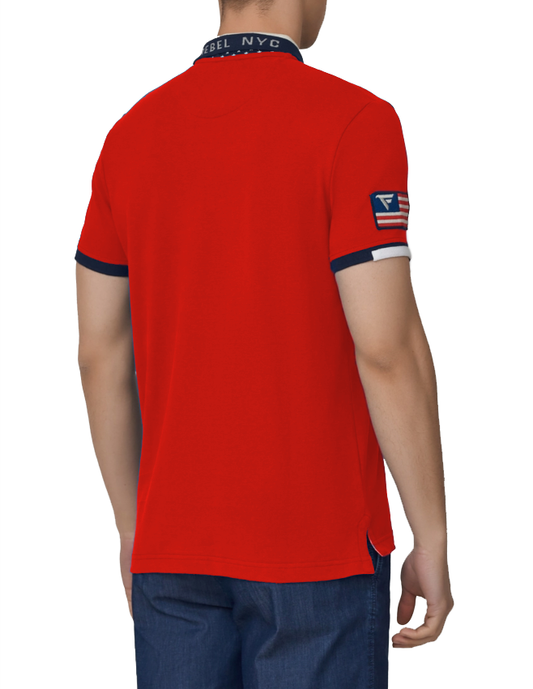 Red Cotton Men Polo Shirt