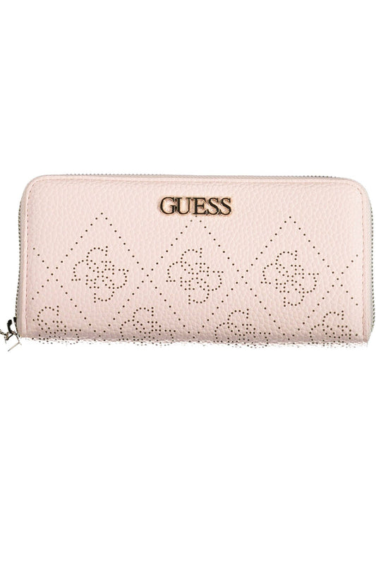 Pink Polyurethane Women Wallet