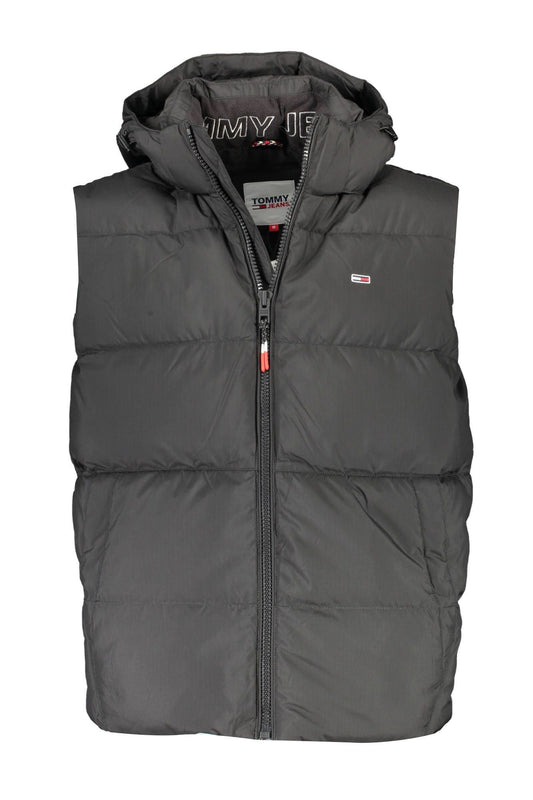 Black Polyester Men Sleeveless Jacket