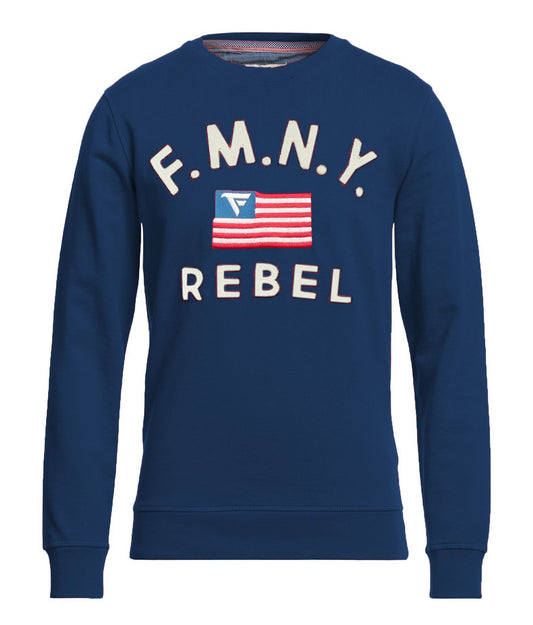 Blue Cotton Men Sweater