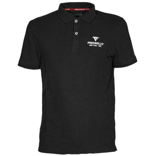 Black Cotton Men Polo Shirt