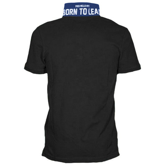 Black Cotton Men Polo Shirt