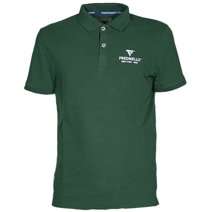 Green Cotton Men Polo Shirt
