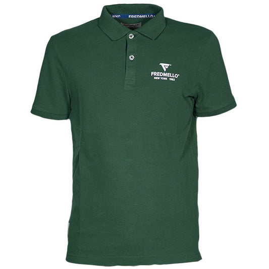 Green Cotton Men Polo Shirt
