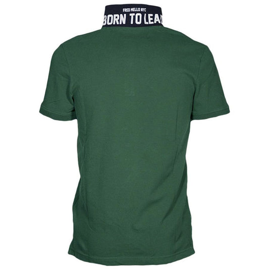Green Cotton Men Polo Shirt
