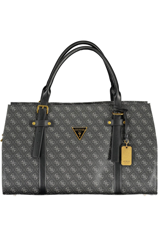 Black Polyurethane Women Handbag
