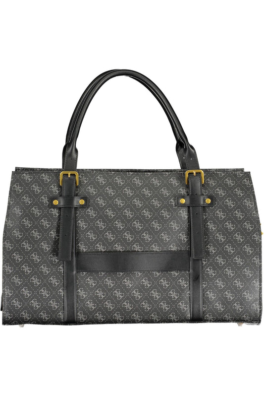Black Polyurethane Women Handbag