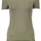 Green Cotton Women T-Shirt