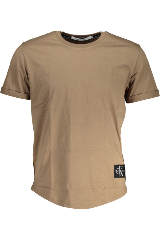 Brown Cotton Men T-Shirt