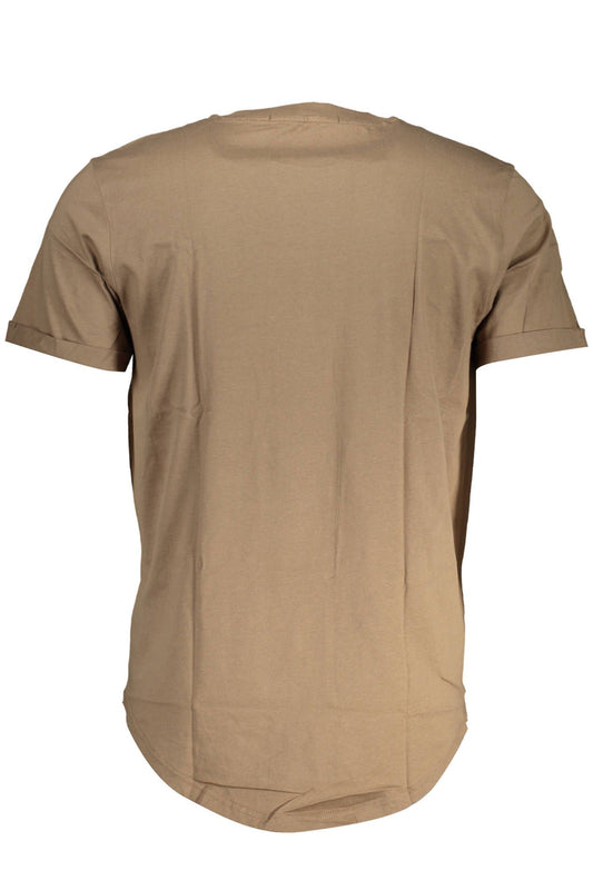 Brown Cotton Men T-Shirt