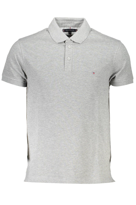 Gray Cotton Men Polo Shirt