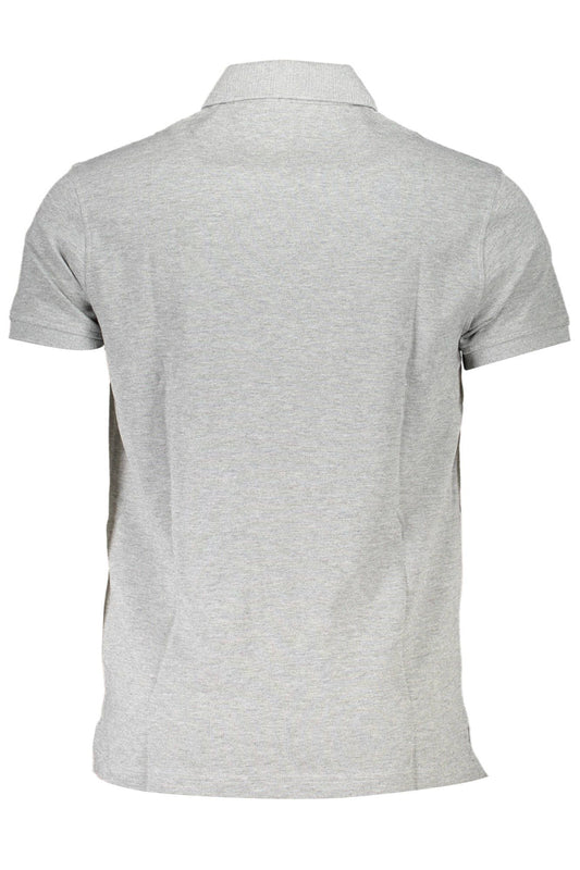 Gray Cotton Men Polo Shirt