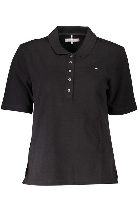 Black Cotton Women Polo Shirt
