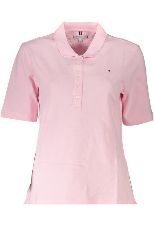 Pink Cotton Women Polo Shirt