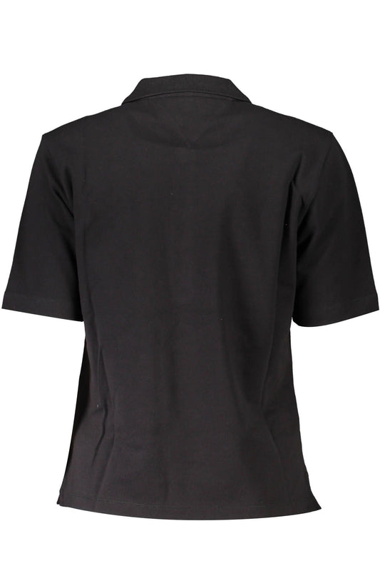 Black Cotton Women Polo Shirt