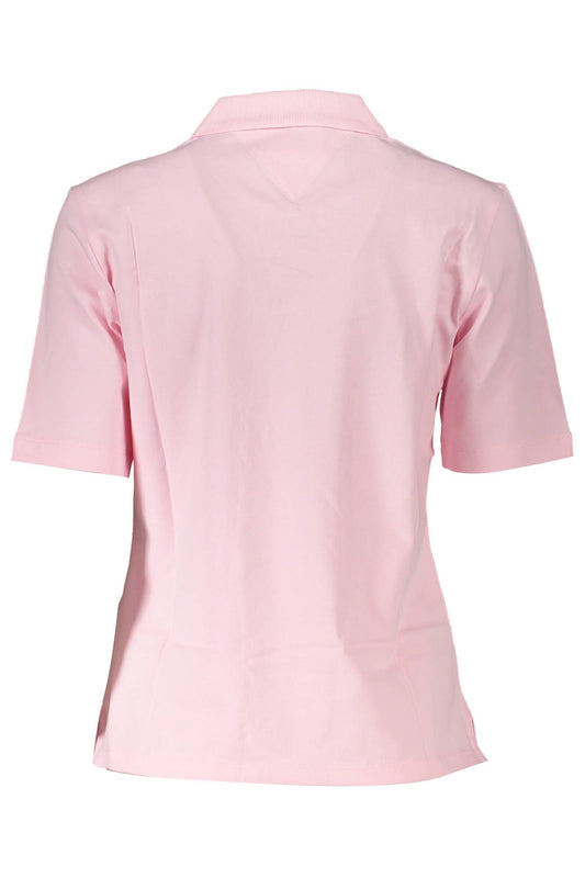 Pink Cotton Women Polo Shirt