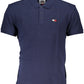 Blue Cotton Men Polo Shirt