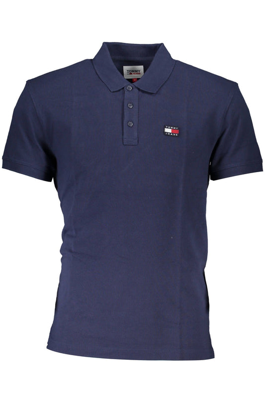 Blue Cotton Men Polo Shirt