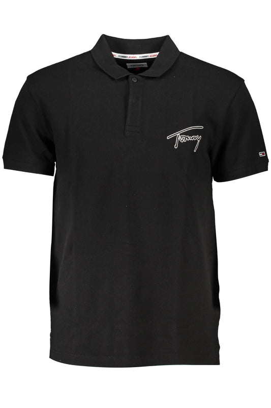 Black Cotton Men Polo