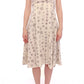 Elegant White Wool Shift Dress with Gray Print