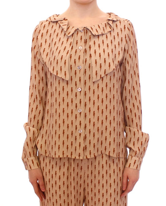 Chic Pink Button-Up Long Sleeve Blouse