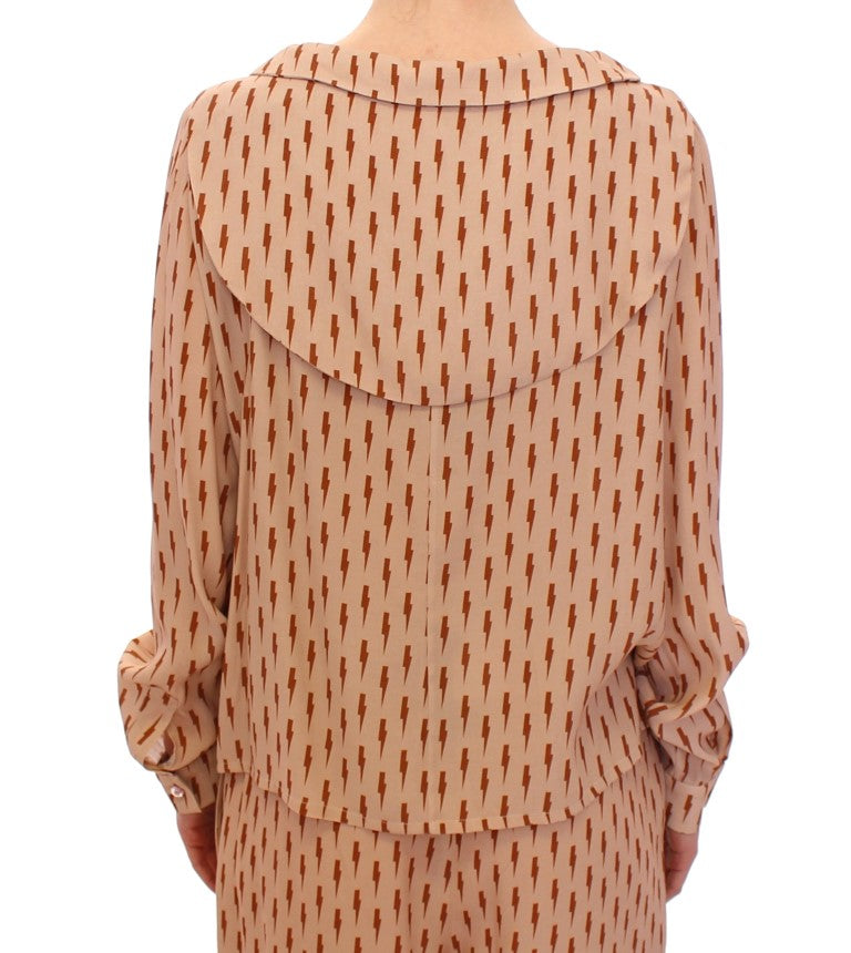 Chic Pink Button-Up Long Sleeve Blouse