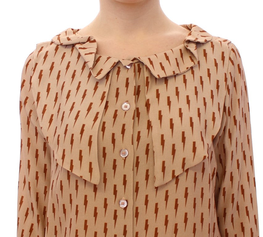 Chic Pink Button-Up Long Sleeve Blouse