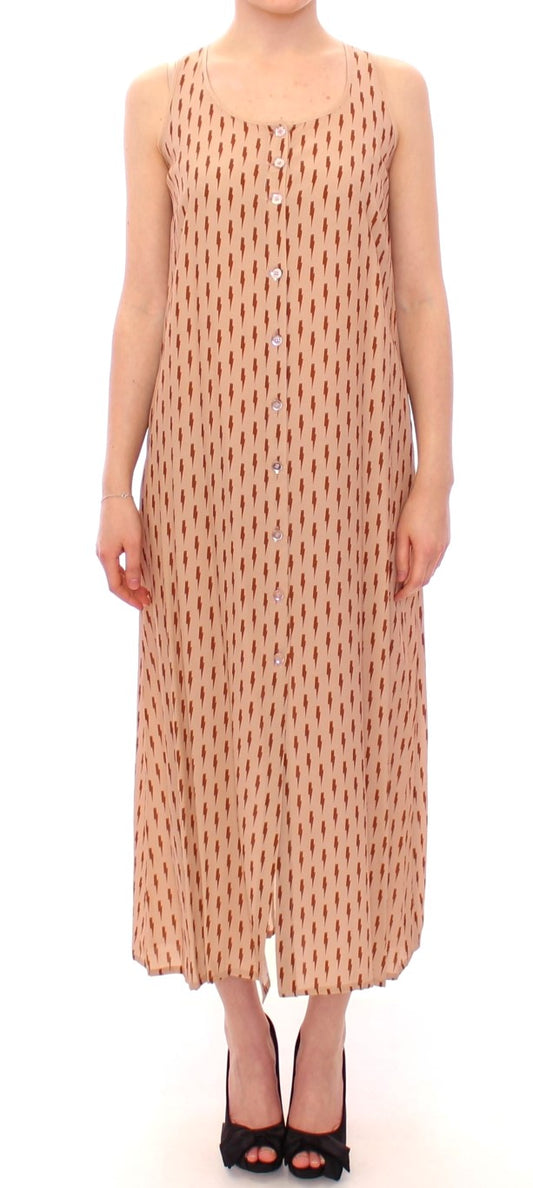 Elegant Pink Full-Length Dress with Chic Detailing