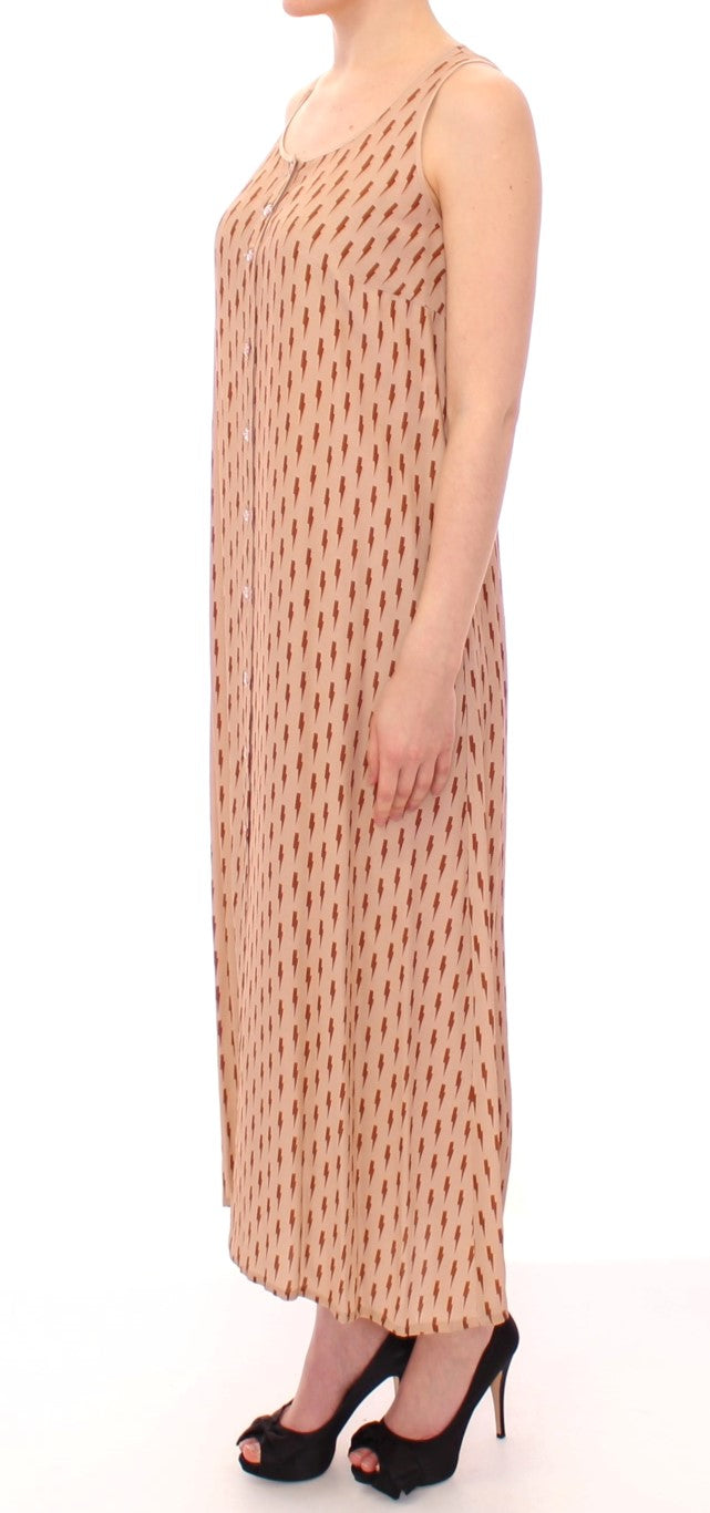 Elegant Pink Full-Length Dress with Chic Detailing