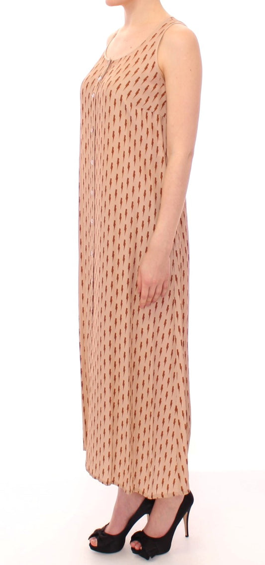 Elegant Pink Full-Length Dress with Chic Detailing