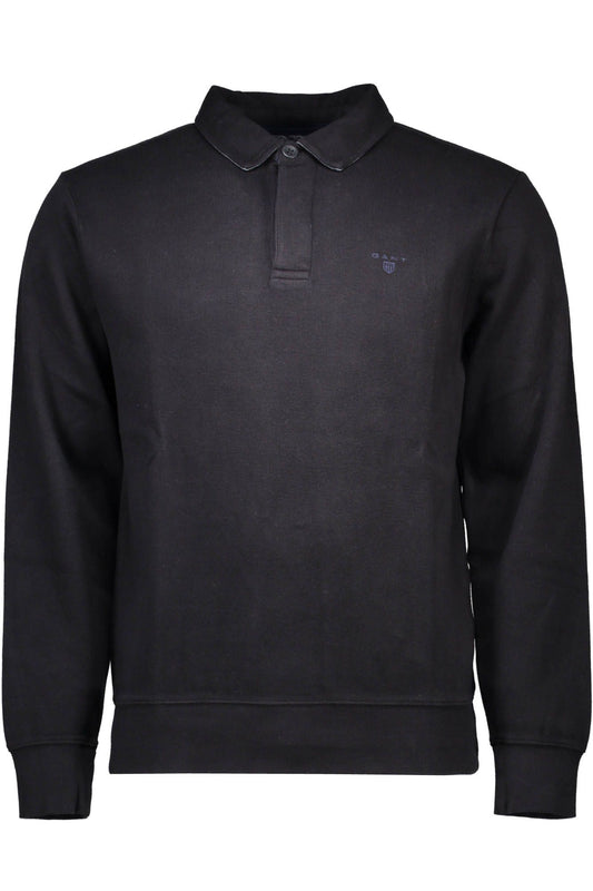 Black Cotton Men Polo Sweater