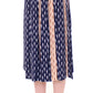 Elegant Blue and Pink Below-Knee Skirt