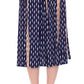 Elegant Blue and Pink Below-Knee Skirt