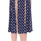 Elegant Blue and Pink Below-Knee Skirt