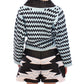 Elegant Blue and Black Leather Sweater