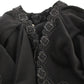 Elegant Black Brocade Cape Coat Jacket