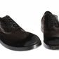 Elegant Brown Velvet Vintage Lace-Up Shoes