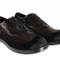 Elegant Brown Velvet Vintage Lace-Up Shoes