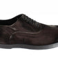Elegant Brown Velvet Vintage Lace-Up Shoes